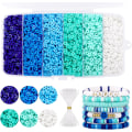 Miniatyrbilde 1 av 6: 6000 stk Blå Leireperler til Armbåndslaging, Heishi Perler Polymer Leireperler, Flat Runde Skive Leireperler til Smykkeproduksjon (6mm) Blue