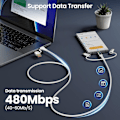 Miniatyrbild 6 av 8: USB-C till Multiladdningskabel, USAMS 100W 4FT 5A Typ C till Typ C Snabbladdningskabel med LED-display 5-i-1 C/A till C/Micro/IP Synkroniseringsladdningsadapter White 1.2m