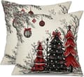 2-pack 18x18 tum julkuddfodral julgransdekor design - Vinter jul prydnadskuddar för hemmasoffan Red