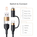 Miniatyrbilde 2 av 7: USB-C Multi Rask Ladingskabel PD 60W Nylonflettet Kabel 4-i-1 3A USB/C til Type C/Telefon Rask Synkronisering Laderadapter 1,2 meter