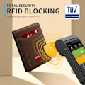Miniatyrbild 5 av 7: Herrar Läder Plånbok, Snygg Plånbok för Män, 15 Fack, RFID-Blockering, 2 ID-Fönster, Presentask Classic Coffee
