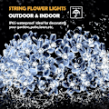 Miniatyrbilde 2 av 7: Utendørs Solcelleblomster Lyslenke Vanntett 50 LED Feelyssløs Dekorasjoner for Juletre Hage Patio Gjerde Hage Vår (Kald Hvit) Cool White
