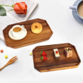 Miniatyrbillede 3 af 8: 2 stk. Store træfade serveringsbakker Akacietræ Charcuterie fad til madbakke Ost serveringsbræt Rektangulære tallerkener fade Kød Charcut