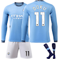 Pikkukuva 1 / 2: 24-25 Manchester City Koti Pelipaita Pitkähihainen Jalkapallopaita Lasten Jalkapalloasu No.11 Doku XL