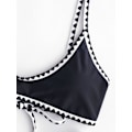 Pikkukuva 4 / 6: WJSM Naisten Solmittava Pehmustettu Korkea Leikkaus Bralette Bikinin Setti Kaksi Osainen Uimapuku 2-black L