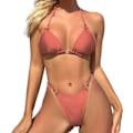 Pikkukuva 2 / 9: WJSMSexy Bikinit naisille 2-osainen bikinit Spagettihihnat Uimapuvut Yksivärinen Uimapuku Kolmio Uimapuku Red Bean Paste M