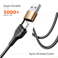 Miniatyrbilde 7 av 7: USB-C Multi Rask Ladingskabel PD 60W Nylonflettet Kabel 4-i-1 3A USB/C til Type C/Telefon Rask Synkronisering Laderadapter 1,2 meter