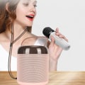 Pikkukuva 1 / 8: Langattomat Karaoke-kaiuttimet RGB-valoilla Bluetooth 5.3 -kaiutin 2 langattomalla mikrofonilla Kannettava Karaoke-laite perhejuhliin Pink