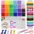 Miniatyrbillede 1 af 8: DIY Håndværk Gaver til Piger Perlekits, 1100 stk Ponyperler Armbåndsfremstillingskits med Dekorative Perler og Charms, Håndværksprodukter til Børn, Voksne