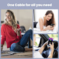Miniatyrbillede 7 af 8: 100W USB-C Multi-opladerkabel, USAMS 4FT 5-i-1 5A Hurtig Synkroniseringsopladeradapter Nylonflettet Type-C Kabel til Bærbar/Tablet/Telefon og Mere Black 1.2m