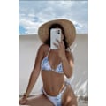 Pikkukuva 3 / 3: WJSM Naisten kolmiobikinit, narubikinit, printti, solmittava, rypytetty, kaksiosainen uimapukusarja Light Blue M