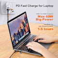 Miniatyrbilde 4 av 7: USB-C Multi Rask Ladingskabel PD 60W Nylonflettet Kabel 4-i-1 3A USB/C til Type C/Telefon Rask Synkronisering Laderadapter 1,2 meter