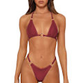 Pikkukuva 1 / 9: WJSMSexy Bikinit naisille 2-osainen bikinit Spagettihihnat Uimapuvut Yksivärinen Uimapuku Kolmio Uimapuku Wine Red M