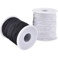 Miniatyrbillede 1 af 8: Elastisk Snøre til Armbånd, 2 Ruller 1 mm Robust Strækbar Elastisk Snøre til Smykkefremstilling, Halskæder, Perlebroderi Sort og Hvid Black and White