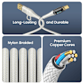 Miniatyrbild 5 av 8: USB-C till Multiladdningskabel, USAMS 100W 4FT 5A Typ C till Typ C Snabbladdningskabel med LED-display 5-i-1 C/A till C/Micro/IP Synkroniseringsladdningsadapter White 2m