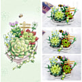 Miniatyrbild 2 av 6: Mini-tegel Succulent Växt Byggset, 389 st DIY Simulerande Växt Ekologi Samling Byggleksak, Bukett Set Presenter för Vuxna, Barn
