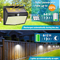 Miniatyrbillede 2 af 7: Solcelle Udendørs Lys, [138 LED/5 Pakker] Solcelle Bevægelsessensor Sikkerhedslygter med 3 Lystilstande Trådløse Solcelle Væglygter Vandafvisende Solenergi Cool White5