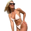 Miniatyrbillede 3 af 9: WJSMSexy Bikinier til kvinder 2-delt bikini med spaghettistropper badedragter ensfarvet badetøj trekant badedragt White L