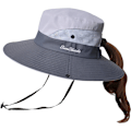Miniatyrbillede 1 af 6: Solhat til kvinder og mænd 3u201d bred skygge UPF 50+ fiskeri strand spand hatte Lightgrey Grey