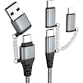 Miniatyrbild 1 av 7: 5-i-1 USB-C Multi Snabbladdningskabel PD 60W 3A Datakabel Nylonflätad Sladd USB A/C till Typ C/Micro/iPhone Adapter QC Snabbladdning 1 meter