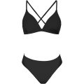 Miniatyrbilde 4 av 5: WJSMBikinisett for kvinner Todelt badedrakt V-hals Lavt liv Kryssrygg Selvbånd Spaghettistropper Black L