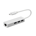 Pikkukuva 1 / 5: 3 portin kaapeli + Ethernet - USB 3.1 Type-C - USB HUB 2.0 Vit