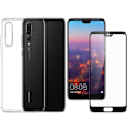Miniatyrbillede 1 af 4: Huawei P20 - Gennemsigtig skal + fuldt hærdet beskyttelsesglas mod blåt lys