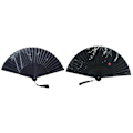 Miniatyrbillede 1 af 3: Double Silk Fan with Tassel - Black/White Branches + Bamboo
