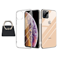 Miniatyrbillede 1 af 4: iPhone 11 Pro Max-etui og firkantet fingerholder - beskyttelse og komfort - sort