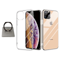 Miniatyrbillede 1 af 4: iPhone 11 Pro-skal og firkantet fingerholder - beskyttelse og komfort - sølv