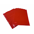 Miniatyrbillede 1 af 7: A4 plastlomme - hul 10-pak Red