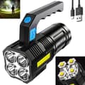 LED Flashlight USB Rechargeable, High Lumen Tactical Light with Side Light, 4X LED, Zoomable, Handheld Super Strongest Flashlights, Portable Torch