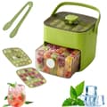 Portable Ice Maker with Lid and Storage Container (48 Ice Cubes) — Ice Cube Mold with Hidden Handle — One-Touch Ice Release Green Green