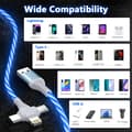 Miniatyrbilde 3 av 7: 3-i-1 LED-lysende flytende multi-iPhone-laderkabel, Lightning/Type C/Micro USB bil RGB glødende koblingsledning (2M blå)