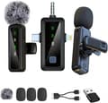 Trådløs Lavalier Mikrofon - 3-i-1 Mikrofon - Mini Lavalier Mikrofon med Mute/Rumklang/Støjreduktionsfunktion - Velegnet til iOS, Android Telefoner