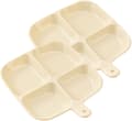2-pack 4-facks snacksbrickor i plast för aptitretare, frukt, barnsnacks, desserter, beige sektionsindelade serveringsfat