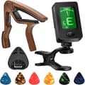 Gitarr Capo, Gitarrplektrum, Gitarrtillbehör, Gitarrstämmare för alla instrument Clip-on elektronisk stämmare för gitarr bas ukulele fiol mandolin banjo