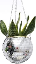 15 cm Diskokula Planter, Diskokula Blomkruka med Kedja och Makramérep, Boho Makramé Växthängare för Inomhus Utomhus Hem Trädgård Planteringsdekoration