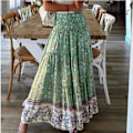 Miniatyrbild 2 av 4: Print camisole Högmidjad kjol modern minimalistisk modell Högmidjad lång strandkjol för kvinnor Swing halvkjol bohemisk casual Red XXL