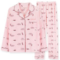 Miniatyrbild 1 av 5: Söt pyjamas för damer i bomull, flickor, långärmade toppar+byxor med fickor Polka Dot Casual Lounge Wear pink feather L