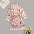 Miniatyrbild 2 av 4: Satin Silk Pyjamas Dam Nattlinne Underkläder Robes Underkläder Sovkläder Sexig Pink XL