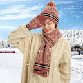 Miniatyrbild 5 av 5: Vintermössa Scarf och pekskärmshandskar (Plum Red)