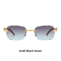 Miniatyrbild 9 av 10: Små fyrkantiga bågar mode ramlösa solglasögon Herr- och damglasögon trendiga leopardsolglasögon Gold frame gradient tea
