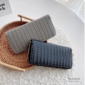 Miniatyrbild 8 av 10: Weave Läder Plånbok Dragkedja Mynt Plånböcker GRÅ