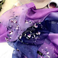 Miniatyrbild 5 av 5: Silk Wool Broderad Silk Scarf Partihandel Gradient Färg Mulber