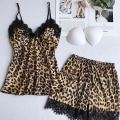 Miniatyrbild 3 av 5: Satin Silk Pyjamas Dam Nattlinne Underkläder Robes Underkläder Sovkläder Sexig Brown XL