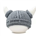 Miniatyrbild 3 av 5: Vuxen Beard Bull Horn Virkad cap Handgjord stickad