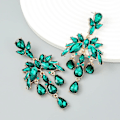Miniatyrbild 3 av 4: Teardrop Chandelier Örhängen, Teardrop Cluster Dangle Örhängen för kvinnor, Bohemian Flower Teardrop örhängen, Sparkling Teardrop Stud örhängen green