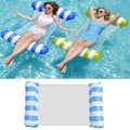 Hängmatta Pool Flyter Vuxna, 4-i-1 Multifunktionella Uppblåsbara Pool Flyter PVC Vatten Hängmatta Lounge Flytleksaker Blue
