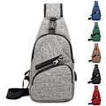 Miniatyrbild 11 av 11: Herr Pojkar Crossbody Satchel Dragkedja Axelväska Bröstväskor Ljusgrå 6.69x2.76x12.99"
